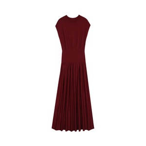 Elegante <span class=keywords><strong>abito</strong></span> a trapeazione <span class=keywords><strong>in</strong></span> lana <span class=keywords><strong>bordeaux</strong></span> con girocollo senza maniche lavorato a <span class=keywords><strong>maglia</strong></span> Pullover da donna - Product Image 2