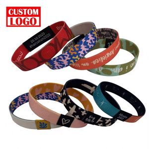 Bracelet en tissu polyester tissé élastique personnalisé à logo imprimé en couleur pour fêtes, sports, basketball, festivals – Sublimation - Product Image 5