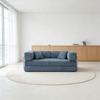 Canapé sectionnel convertible rembourré avec accoudoirs métalliques brillants, chaise longue, couleurs chaudes et vibrantes, pour petit salon