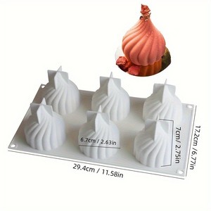 6 Cavity Onion Shaped Mousse Mold Whirlwind Ice Cream Cake Baking Chocolate Mold Commercial Use - Product Image 2