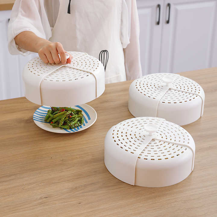 Kitchen New Design Summer Anti-mosquito Vegetable Cover Rotary Folding Portable Storage Dust-proof Food Fresh-keeping Cover