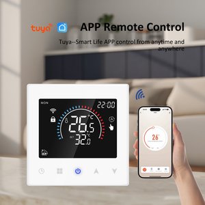 Bouton de commande tactile au design moderne Panneau d'affichage coloré à double température <span class=keywords><strong>Thermostat</strong></span> Wifi <span class=keywords><strong>Thermostat</strong></span> de <span class=keywords><strong>chauffe</strong></span>-<span class=keywords><strong>eau</strong></span> de chaudière - Product Image 3