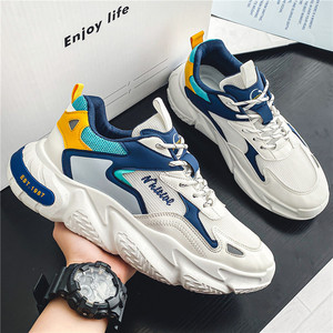 Chaussures Chunky Homme Printemps Maille Respirante Lacets Sportifs Couleurs Mixtes Semelle Extérieure en Caoutchouc Logo Sérigraphié Blanc Jaune Bleu Orange - Product Image 2