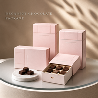 Boîte cadeau en chocolat rose clair personnalisée avec séparateur pour 6 truffes, emballage pour bonbons