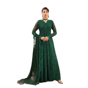 ชุดเดรสผ้าไหมโพลีเอสเตอร์ปากีสถานสีเขียวเข้มสำหรับผู้หญิงชุดเดรสพื้นเมืองซาลวาร์คาเมซสำหรับงานแต่งงานงานปาร์ตี้อื่นๆรวมสูท - Product Image 1