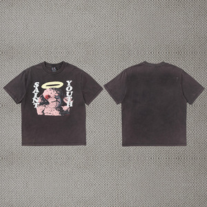 Camiseta Unisex de Manga Corta con Estampado de Rosas Desgastadas Digitales de Estilo Urbano Vintage al por Mayor, 100% Algodó<span class=keywords><strong>n</strong></span> Peinado, Corte Holgado - Product Image 5