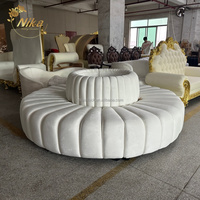 NIKA Canapé de réception de mariage, grand canapé rond en velours blanc, banquette de mariage, ensemble de canapés modulaires