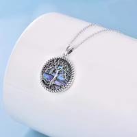 Collier Pendentif Cœur Arbre de Vie en Argent Sterling 925 avec Coquille d'Ormeau et Logo Personnalisé pour Femme – Vente en Gros