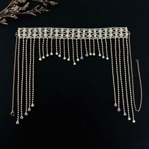 Vintage European American Fashion Rhinestone Fringed Head Hair Chain Personalized Stage Irregular Headwear - Product Image 3