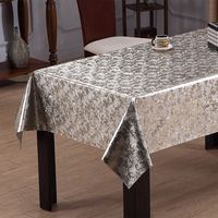 Nappe en PVC blanche et argentée à motifs floraux RNPT, avec support tissé, imperméable et résistante à l'huile, pour table de salle à manger à domicile