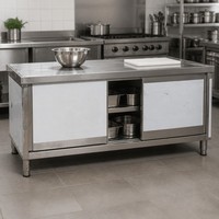 Station de travail en acier inoxydable SUS304 antirouille avec rangement pour cantine scolaire quotidienne