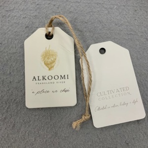 Tùy chỉnh in logo giấy <span class=keywords><strong>tag</strong></span> may treo thẻ với chuỗi và dây giày màu đen - Product Image 4