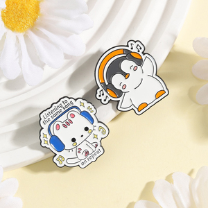 Pin <span class=keywords><strong>de</strong></span> esmalte con diseño <span class=keywords><strong>de</strong></span> gato y pingüino escuchando la misma canción en repetición, bonito broche <span class=keywords><strong>de</strong></span> música con auriculares, insignia <span class=keywords><strong>de</strong></span> solapa, regalos <span class=keywords><strong>de</strong></span> joyería - Product Image 2