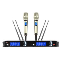 Microphone sans fil professionnel UHF SKM9000 à écran bleu, double canal, en métal, pour scène/chant/karaoké