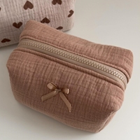 Maßgefertigte Kosmetiktasche aus Gaze-Material mit Großer Kapazität, Langlebig, Handgefertigt, mit Reißverschluss, Umweltfreundlich, für Babyhygiene, Personalisierbar