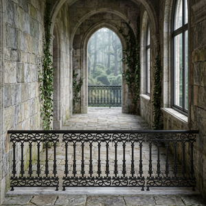 Ensemble de balustrades décoratives en fer forgé noir de style victorien en alliage d'aluminium pour balcon de villa, jardin, parc extérieur - Product Image 1