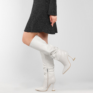 Nouveauté 2025, bottes à talons chaton <span class=keywords><strong>plissées</strong></span> pour femmes, bottes mi-hautes pour femmes sexy, automne-printemps - Product Image 3