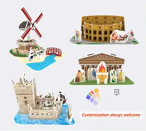 Sell Well New Type Educational Diy 3d puzzles toy and 100% eco-friendly Gift Buildings In Italy Greece Spain And Holland For kid