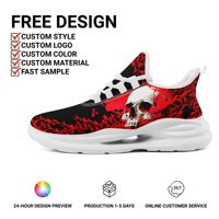 Chaussures de course respirantes et confortables en mesh avec logo personnalisé imprimé par sublimation, motif crâne, amorti, OEM/ODM pour hommes et femmes