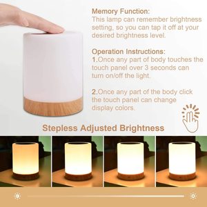 Colorful Wood Grain Dimmable <b>LED</b> Minimalist Table Lamp Touch Control Rechargeable Bedroom <b>Night</b> <b>Light</b> 3W - Product Image 3