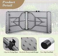 Nouveau style populaire meilleur choix table pliante en plastique de 6 pieds avec dessus en HDPE solide et pied de table pour une utilisation en plein air dans les hôtels