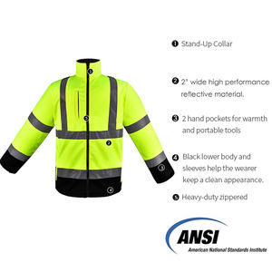 Fashionable Customized Reflective Jacket Green Work Safety Jackets Reflective with Pockets Zipper - Product Image 4