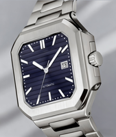672 nouveaux hommes de luxe en acier inoxydable carré Quartz montre-bracelet étanche lumineux Date affichage montre pour hommes