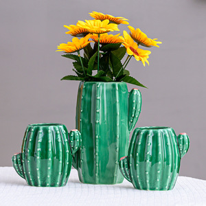 Vasi <span class=keywords><strong>in</strong></span> ceramica smaltata opaca ornamenti moderni <span class=keywords><strong>Cactus</strong></span> inserti floreali piante acquatiche per decorazioni per la casa all'ingrosso soggiorno decorazioni - Product Image 1