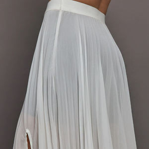 Gonna Lunga Estiva Personalizzata per Ragazze e Donne, Casual, di Buona Qualità, Trasparente, Bianca, in Rete Plissettata - Product Image 4