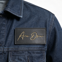 Patch en cuir véritable personnalisé avec estampage à chaud doré, logo de marque rectangulaire pour vêtements, sacs, étiquettes, accessoires de confection à coudre, vente en gros OEM