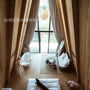 Cabane en bois en forme de A pour l'extérieur, bois traité thermiquement, style moderne, maison d'été pour le camping - Product Image 4