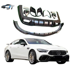 Kit carrosserie compact en fibre de carbone style B modifié pour AMG GT63, comprenant lèvre avant et déflecteur d'air arrière - Product Image 1