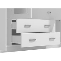 Armoire 4 Portes en Bois Design Minimaliste Style Moderne avec Grand Espace de Rangement, 2 Tiroirs et 2 Miroirs pour Chambre