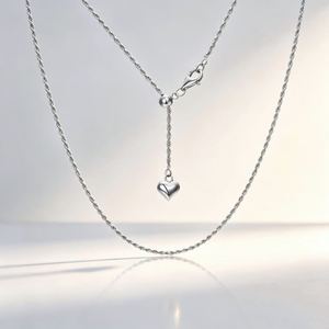 Collar con Colgante de Corazón de Plata S925 con Circonita FANYA FYXL1238, Cadena de Cuerda, Diseño Moderno Unisex - Product Image 2