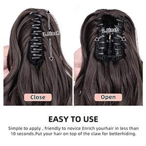 Extension de queue de cheval noire naturelle de 20 pouces, en fibre résistante à la chaleur, à clipser, cheveux longs et raides pour femmes - Product Image 3