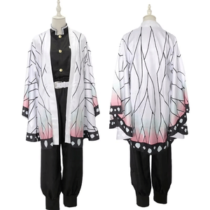 Costume Kochou <span class=keywords><strong>Shinobu</strong></span> de l'anime Demon Slayer, ensemble de cosplay avec perruque, boucles d'oreilles, kimono, uniforme, vêtements - Product Image 3