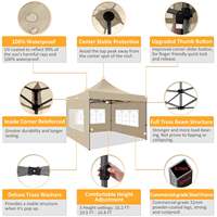 Abri pliable portable 3x3, tonnelle de jardin, gazebo, tente de réception, tente extérieure avec murs en filet