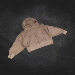 เสื้อฮู้ดดี้ซิปแบบโอเวอร์ไซส์ผ้าเทอร์รี่คอตตอน 100% หนานุ่ม ล้างสีแบบแอซิดวอช สไตล์ดิสเทรส สำหรับผู้ชาย ฤดูใบไม้ร่วง - Product Image 2