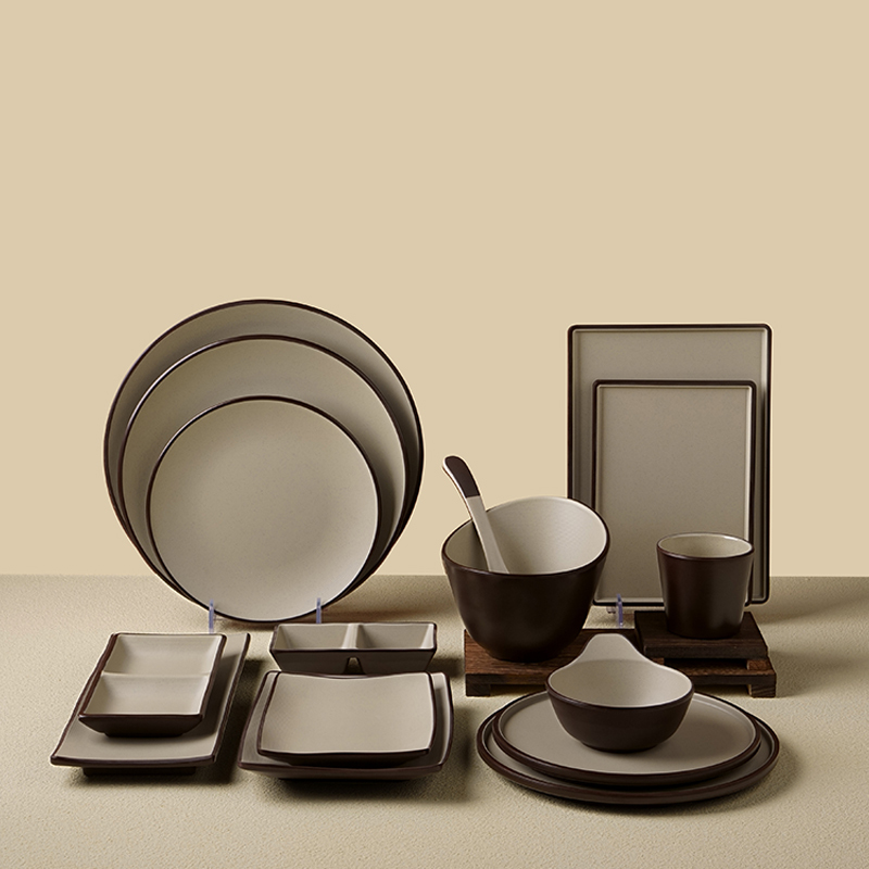 Melamine Two-color Tableware Hot Pot Plate Barbecue Plate A5 Food Grade Plate · image 3