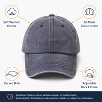 Gorra de Béisbol Personalizada de Algodón Lavado, Suave, de Seis Paneles, con Visera Curva, Ajustable, Informal
