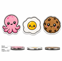 Aimant de réfrigérateur personnalisé en acrylique, motif seau à popcorn dessin animé, 3mm, découpé à la main, dos magnétique noir, vente en gros, cadeau