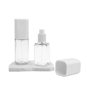 ขวดพลาสติก PET ใสทรงเหลี่ยม ขนาด 80 มล. 100 มล. สำหรับเครื่องสำอาง พร้อมหัวฉีดสเปรย์สีขาวแบบละอองละเอียด - Product Image 5