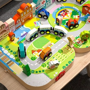 Ensemble de construction magnétique en bois écologique à l'échelle 1:5 pour train, blocs de construction éducatifs pour enfants de maternelle - Product Image 3