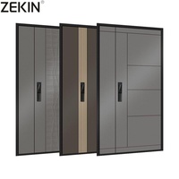 Portes d'entrée résidentielles ZEKIN USA Nfrc pour maison, résistantes aux ouragans, antivol, avec design en grille de verre, portes pivotantes en aluminium