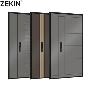 Portes d'entrée résidentielles ZEKIN USA Nfrc pour maison, résistantes aux ouragans, antivol, avec design en <span class=keywords><strong>grille</strong></span> de verre, portes pivotantes en aluminium - Product Image 2