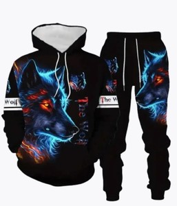 Survêtements pour hommes, unisexes, d'hiver, à capuche, décontractés, avec motif animal 3D, respirants, lavés, légers, coupe-vent, pull-over - Product Image 2