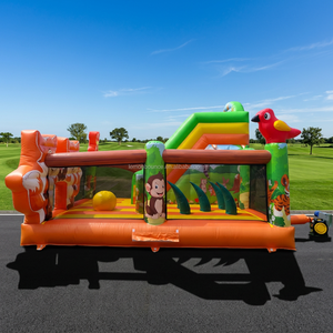 Château gonflable à thème zoo avec toboggan - Château de saut commercial pour parcs d'attractions et fêtes d'enfants - Product Image 2