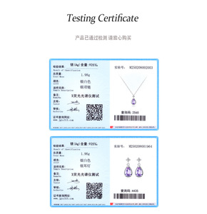 Conjunto de Collar y Pendientes de Plata de Ley S925 con Colgante de Lágrima en Color Morado Claro - Joyería Elegante y Minimalista de Alta Gama - Product Image 4