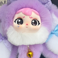 Porte-clés Lapin en Peluche Adorable, Pendentif Animal en Peluche Doux, Breloque de Sac Lapin aux Yeux Bleus CFTDD26045
