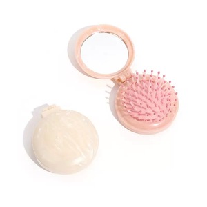 Hot Selling Round Combs For Hair Portable Mini Comb With Foldable Makeup <b>Mirror</b> Marble <b>Travel</b> Handheld Makeup <b>Mirror</b> - Product Image 6